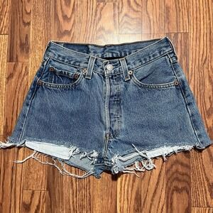 Veda RARE Levi's Cut Off Patchwork Pocket Button Fly Denim Shorts Women's 24"